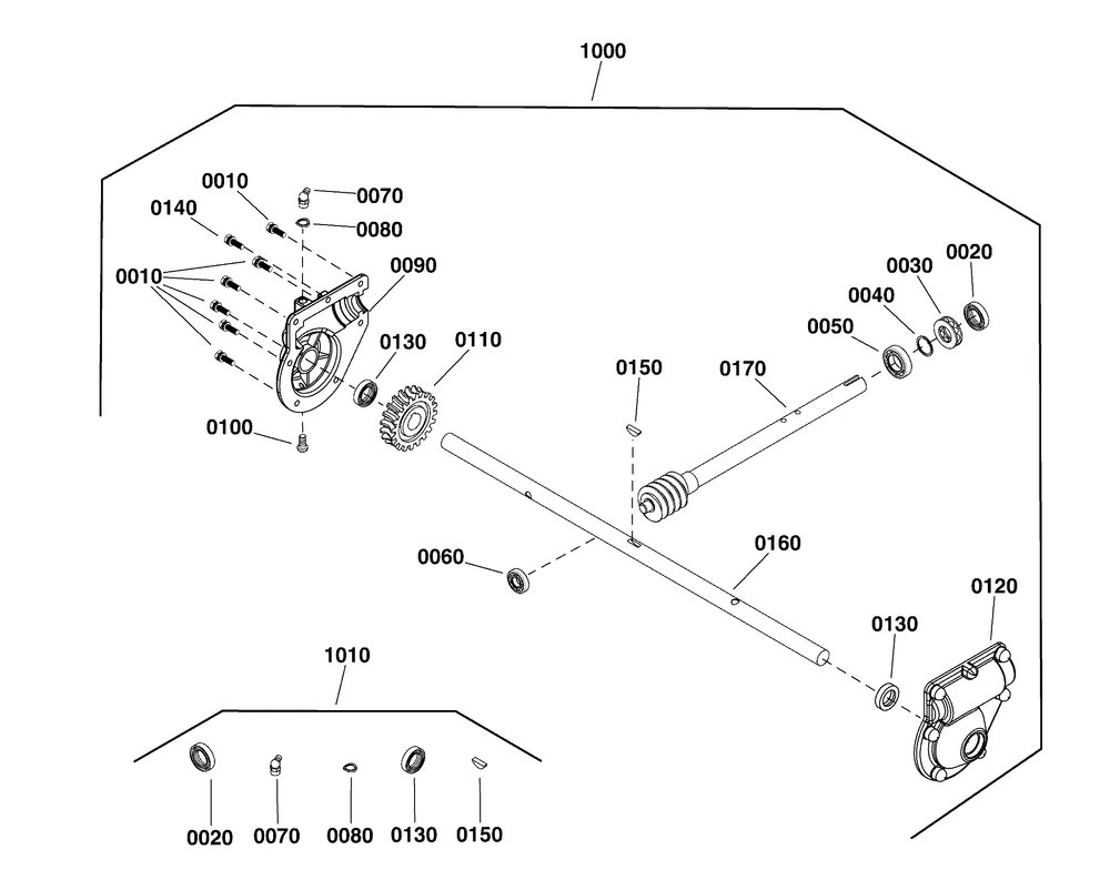 Auger Gear Box Assembly Diagram and Parts List for 1697184-00-1027LD 2019 Briggs and Stratton Snow Blower